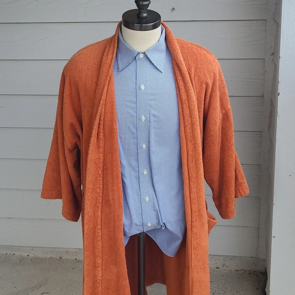 CANYON GROUP Damze‎ Chenille UT Texas Longhorns Orange Mens Belted Robe RARE 90s